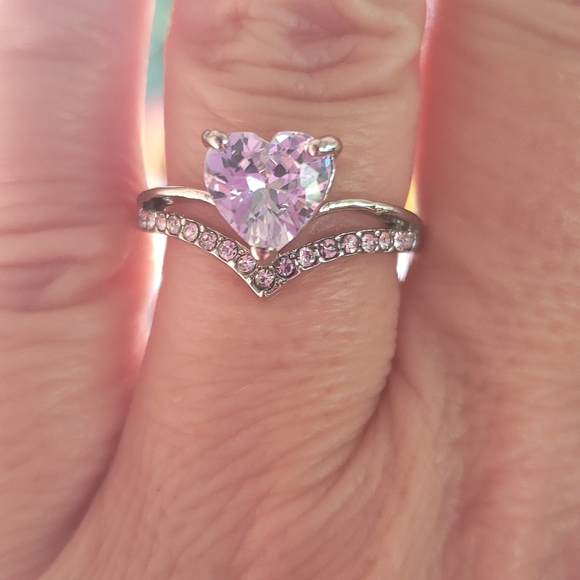 HEART-SHAPED LAB-CREATED SAPPHIRE RING IN STERLING SILVER - Picture 3 of 7